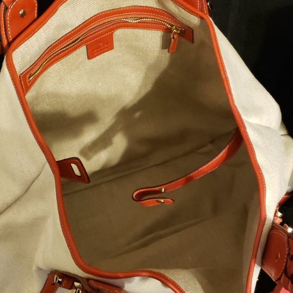 Authentic Gucci Canvas Handbag w/Gucci Heels - Picture 3 of 4
